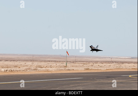 Israel, Massada Air Strip, the international radio controlled model aircraft competition June 27 2009. A jet model plane Stock Photo