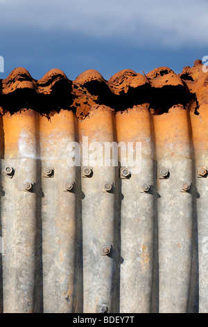Rusty metal tunnel structure Stock Photo