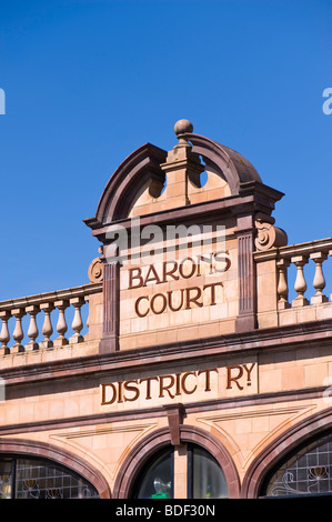 Detail of front facade of underground station, Barons Court, W14, London, United Kingdom Stock Photo