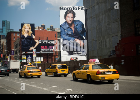 A billboard for the Gap in the New York neighborhood of the East Village promotes their jeans Stock Photo