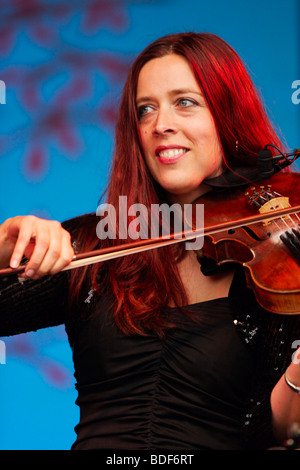 Kathryn Tickell, musician and  composer, performing at the Folk by the Oak festival in the grounds of Hatfield House, July 2009 Stock Photo