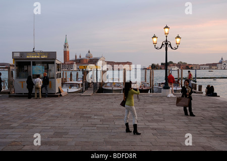 Evening mood at the waterfront promenade in Venice, Italy, Europe Stock Photo