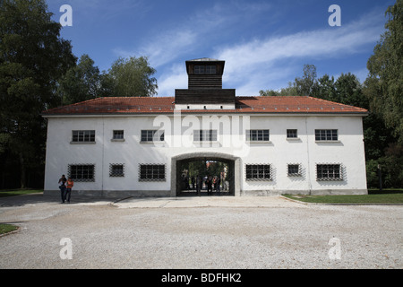 View of Dachau Concentration Camp Memorial Site Main Entrance Stock Photo