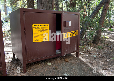 Bear boxes bear resistant food storage containers for campers in campsite  Yosemite National Park California USA Stock Photo - Alamy