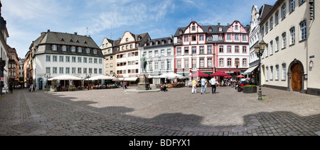 Tourists sitting in a cafe on Jesuitenplatz Square, Koblenz, Rhineland-Palatinate, Germany, Europe Stock Photo