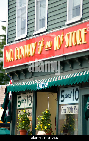 The exterior of a shop on the main street through North Conway in New Hampshire, USA Stock Photo