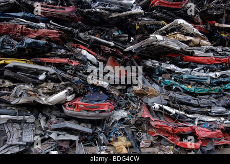 junk cars piled up Stock Photo