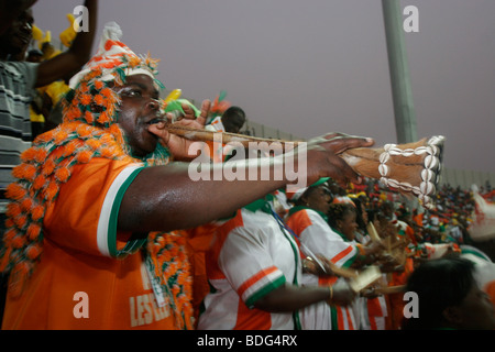 Football Fans. Ivory Coast V Mali. African Cup of Nations 2008. Ohene Djan stadium. Accra. Ghana. West Africa Stock Photo