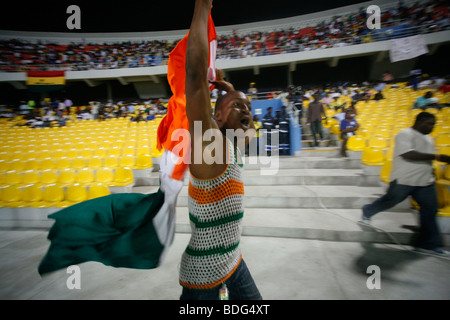 Football Fans. Ivory Coast V Mali. African Cup of Nations 2008. Ohene Djan stadium. Accra. Ghana. West Africa Stock Photo