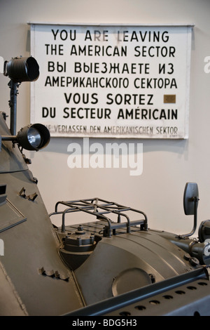 Europe, Germany, Berlin, multilingual sign at Checkpoint Charlie: You ...