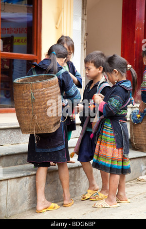 Black Hmong woman in Sapa, Vietnam Stock Photo