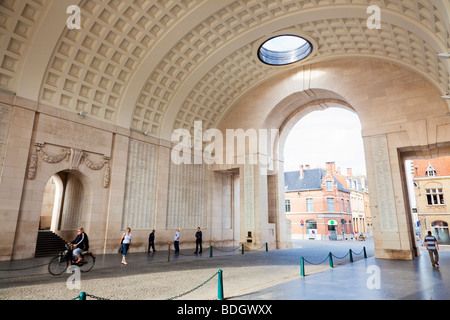 Menin Gate World War 1 memorial interior, Ypres, Belgium, Europe Stock Photo