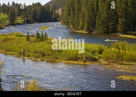 Fishing in the Madison River in Montana Stock Photo