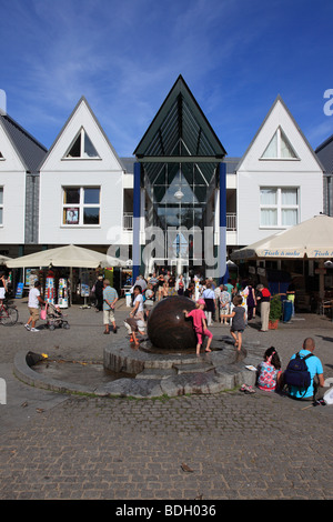 shops and hotel at the pier of Heringsdorf, Island Usedom, West Pomerania,  Baltic Sea, Germany. Photo by Willy Matheisl Stock Photo