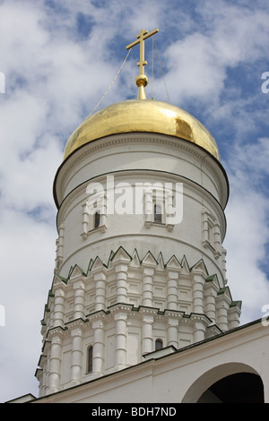 Dormition Cathedral or Assumption Cathedral with gold onion domes with ...