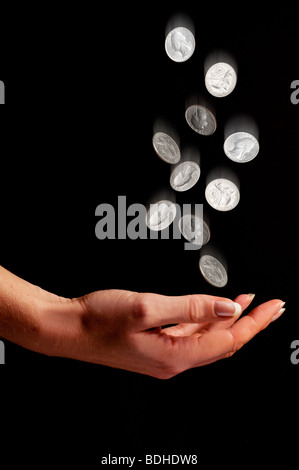 American Coins Falling Stock Photo - Alamy