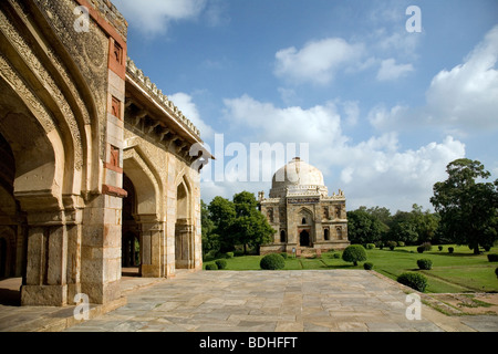 Sheesh gumbad viewed from the mosque adjacent to Bara gumbad, Lodi garden, New Delhi, India. Stock Photo
