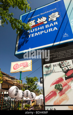 Indonesia, Bali, Kuta, Jalan Kartika Plaza, Japanese sushi bar restaurant sign Stock Photo