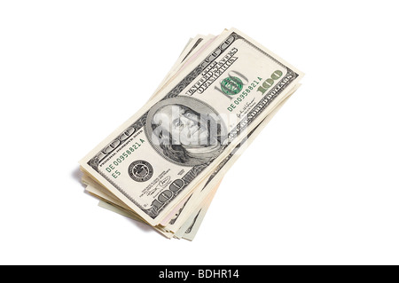 Pile of 100 dollar bills Stock Photo