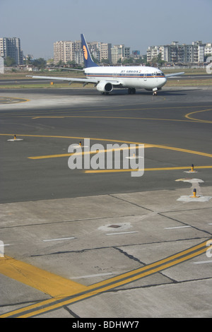 Jet Airways Plane on Runway at Mumbai Airport Stock Photo