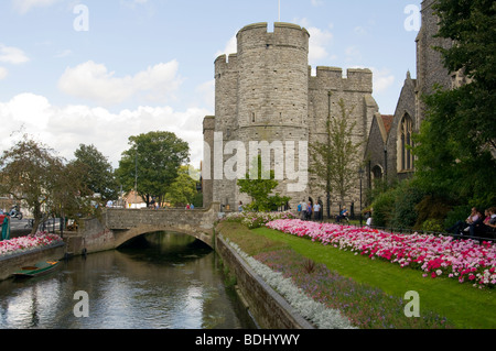 The Stone Bridge Over The River Stour And The West Gate Canterbury Kent England UK Stock Photo