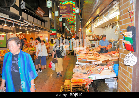 Japanese people shopping at Nishiki Market, Kyoto, Japan Stock Photo