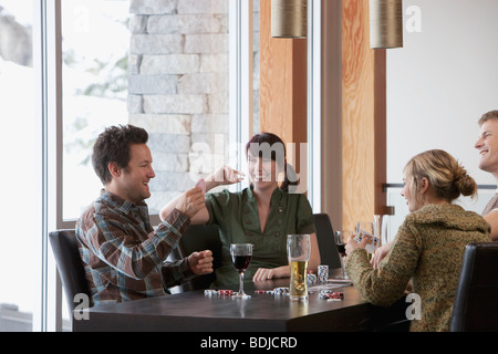 Friends Playing Poker Stock Photo