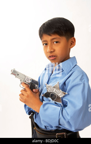 Boy Dressed as Police Officer Stock Photo