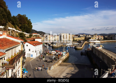 Overview of Fishing Port, San Sebastian, Spain Stock Photo