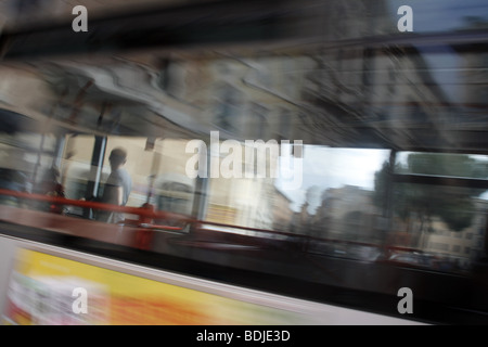 people on fast public transport bus in rome italy Stock Photo