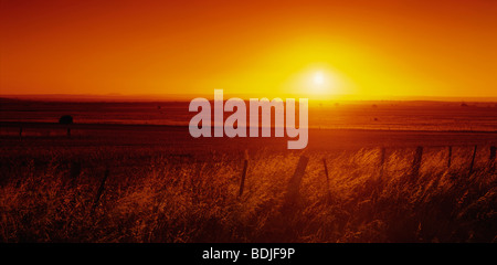 Landscape Sunset Showing Setting Sun Stock Photo