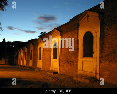 road side altars by san bonaventura church at night in rome italy Stock Photo