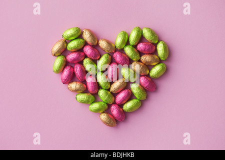 Easter Eggs in Heart Shape Stock Photo