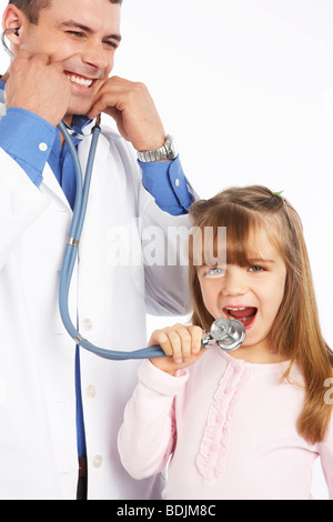 Portrait of Girl and Doctor Stock Photo