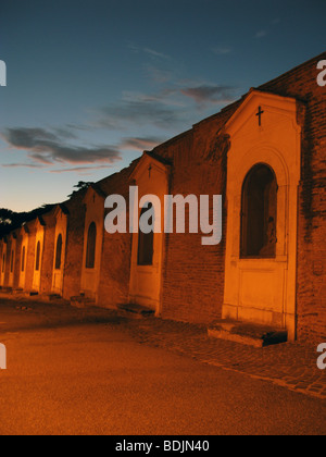 road side altars by san bonaventura church at night in rome italy Stock Photo