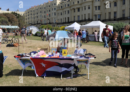 Crowds enjoy good sunny weather at the Brunswick Festival held in Brunswick Square in Hove Brighton UK Stock Photo