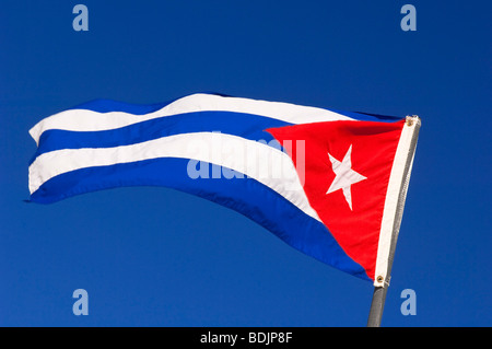 Cuban Flag, Cayo Largo, Cuba Stock Photo