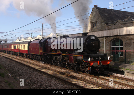 LMS Princess Class 4-6-2 no 46201 Princess Elizabeth at Carnforth with the Cumbrian Mountain Express. Stock Photo