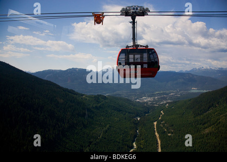 Peak 2 Peak Gondola between Whistler Mountain and Blackcomb, British Columbia, Canada. Stock Photo