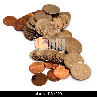 coins piles isolated on white background Stock Photo - Alamy