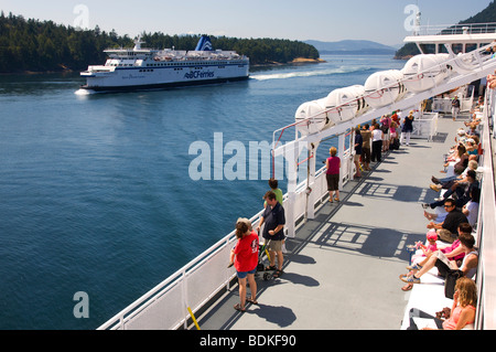 BC Ferries running between Tsawwassen and Swartz Bay on Vancouver Island, British Columbia, Canada. Stock Photo
