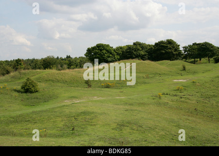 Five Knolls, Dunstable Downs, Bedfordshire. Neolithic or Early Bronze Age Round Barrows. Stock Photo