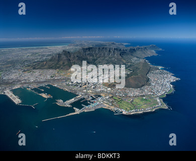 South Africa, aerial view of Cape Town with Table Mountain Stock Photo