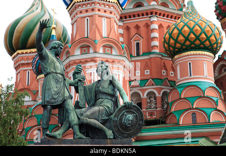 Dmitry Pozharsky and Kuzma Minin monument .Russia.Moscow. Stock Photo