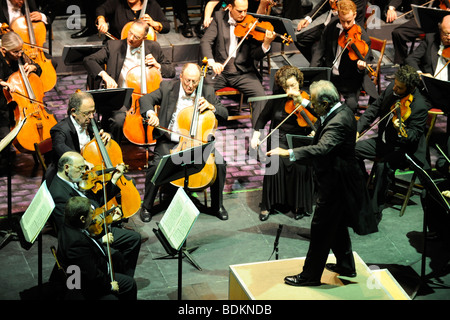 Zubin Mehta Conducting Israel Philharmonic Orchestra Stock Photo