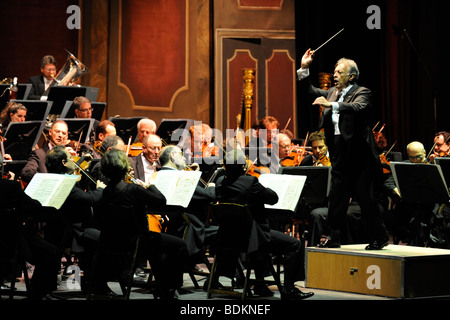 Zubin Mehta Conducting Israel Philharmonic Orchestra Stock Photo