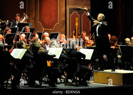 Zubin Mehta Conducting Israel Philharmonic Orchestra Stock Photo