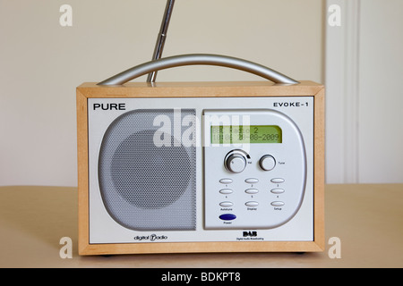Pure Evoke-1 Retro style DAB digital radio tuned in to BBC radio 2 Stock Photo
