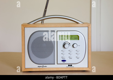 UK Retro style DAB digital radio tuned in to BBC radio 2 Stock Photo