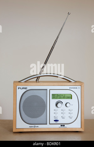 Pure Evoke-1 Retro style DAB digital radio tuned in to BBC radio 2. England UK Stock Photo
